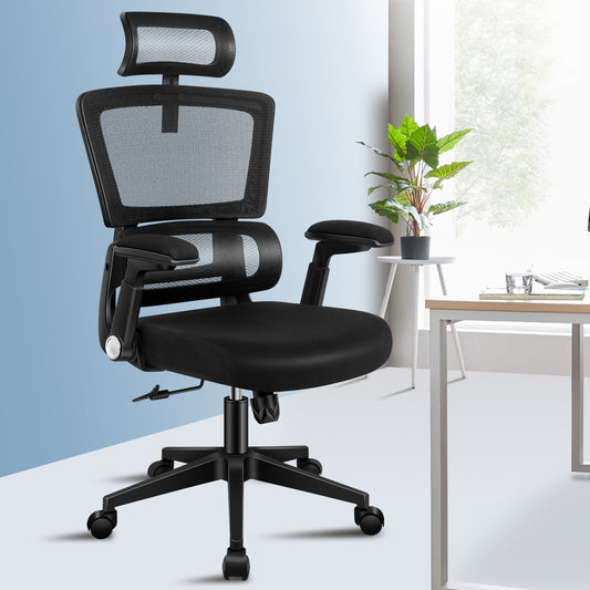 ELFORDSON Mesh Office Chair Executive Computer Chairs Study Work Seat Black