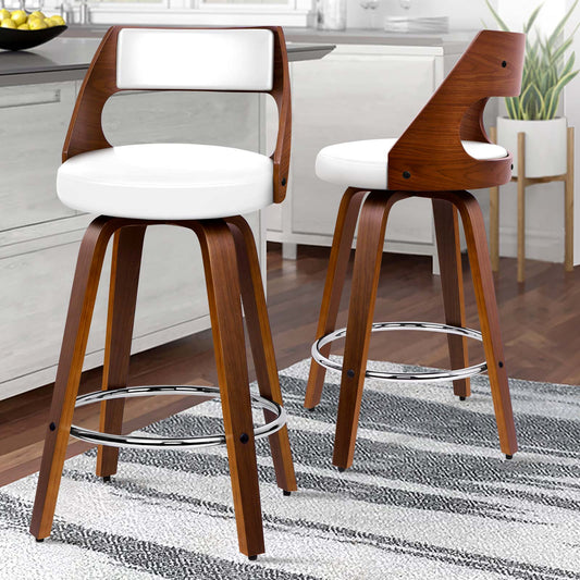 ALFORDSON 2x Swivel Bar Stools Eden Kitchen Wooden Dining Chair WHITE