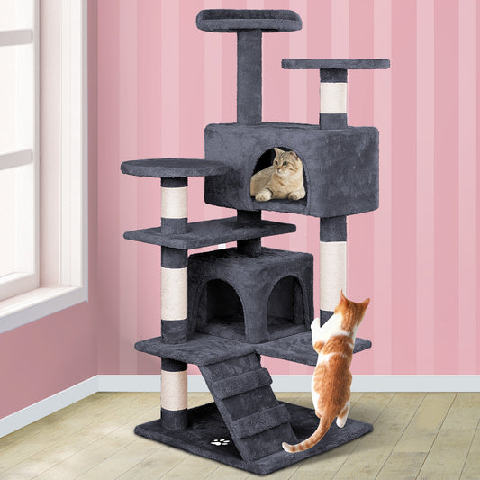 Cat Tree Scratching Post with House Grey 132cm