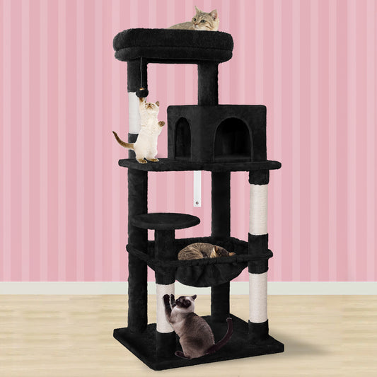 Cat Tree Scratching Post Scratcher Tower Condo House Furniture Wood 143 Black