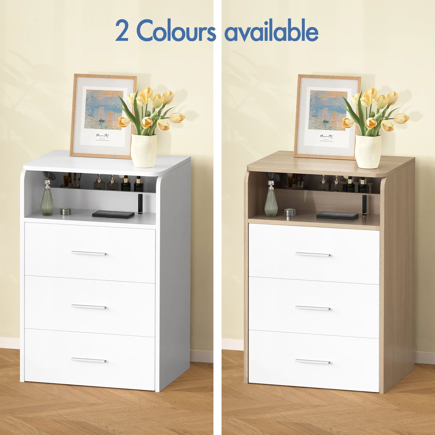 ALFORDSON 3 in 1 Dressing Table with Stool, Makeup Vanity Hinged Mirror, Foldable Top, Drawers Vanity Desk with LED Lighting, Small Dressing Table Set, Cosmetic Table for Bedroom,White