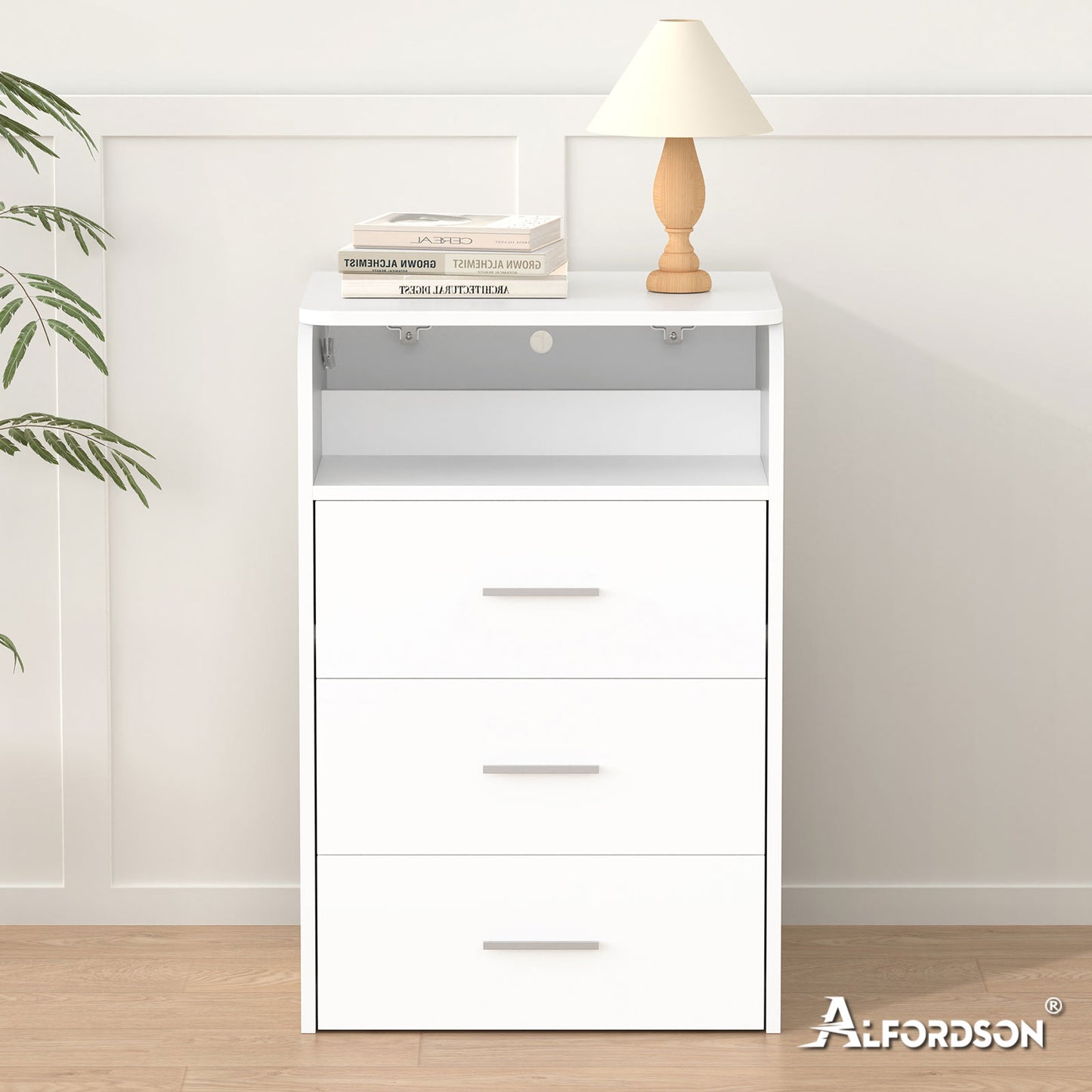 ALFORDSON 3 in 1 Dressing Table with Stool, Makeup Vanity Hinged Mirror, Foldable Top, Drawers Vanity Desk with LED Lighting, Small Dressing Table Set, Cosmetic Table for Bedroom,White