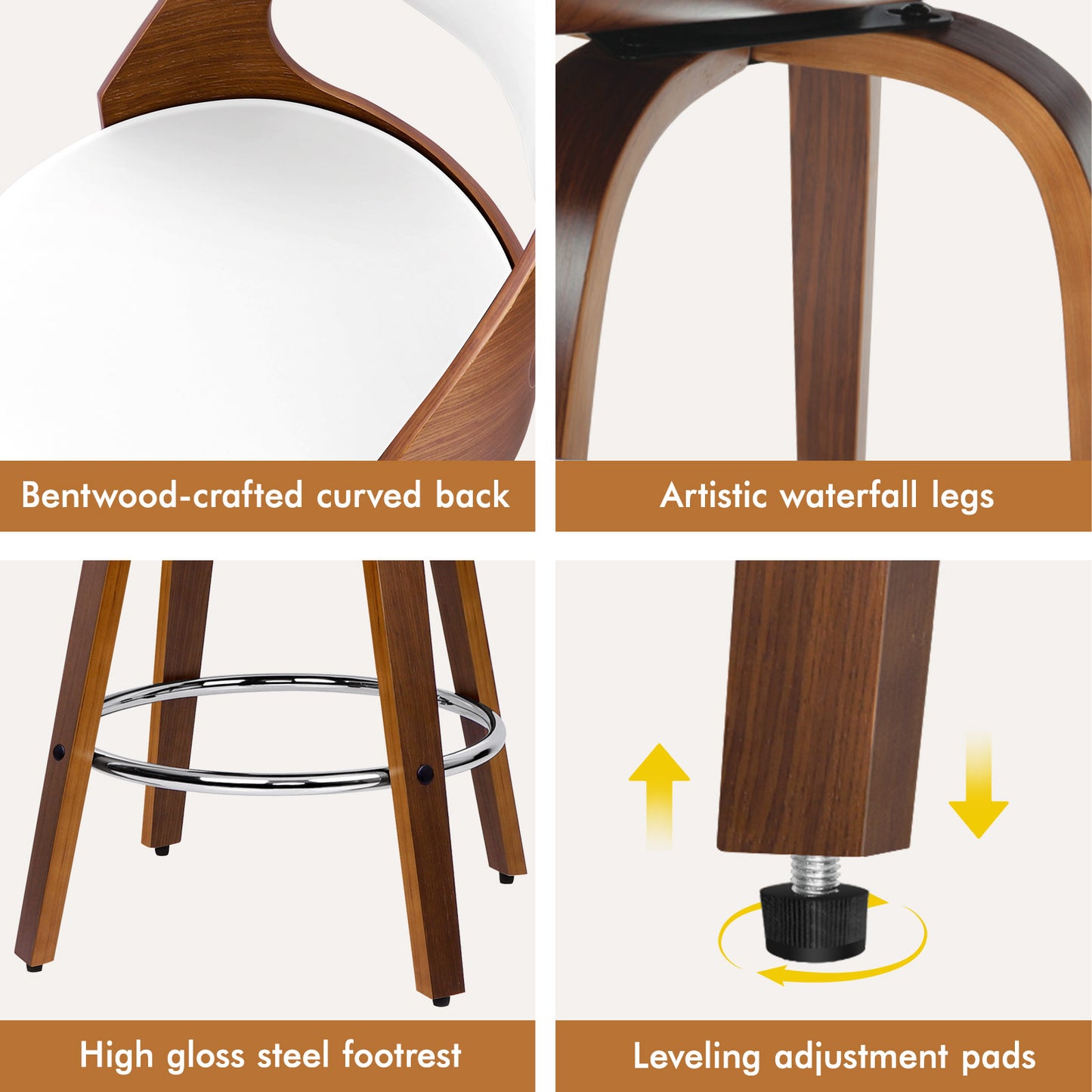 ALFORDSON 2x Swivel Bar Stools Eden Kitchen Wooden Dining Chair WHITE