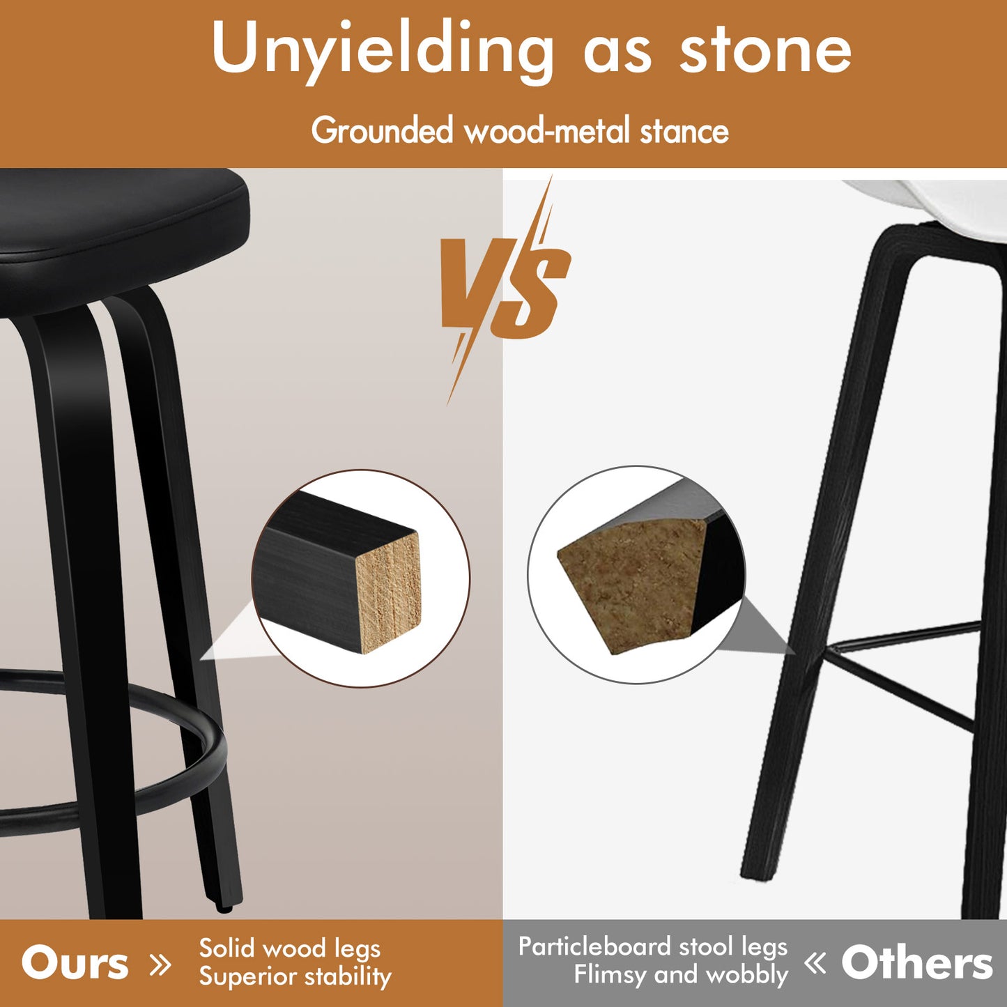 ALFORDSON 2x Swivel Bar Stools Caden Kitchen Wooden Dining Chair ALL BLACK