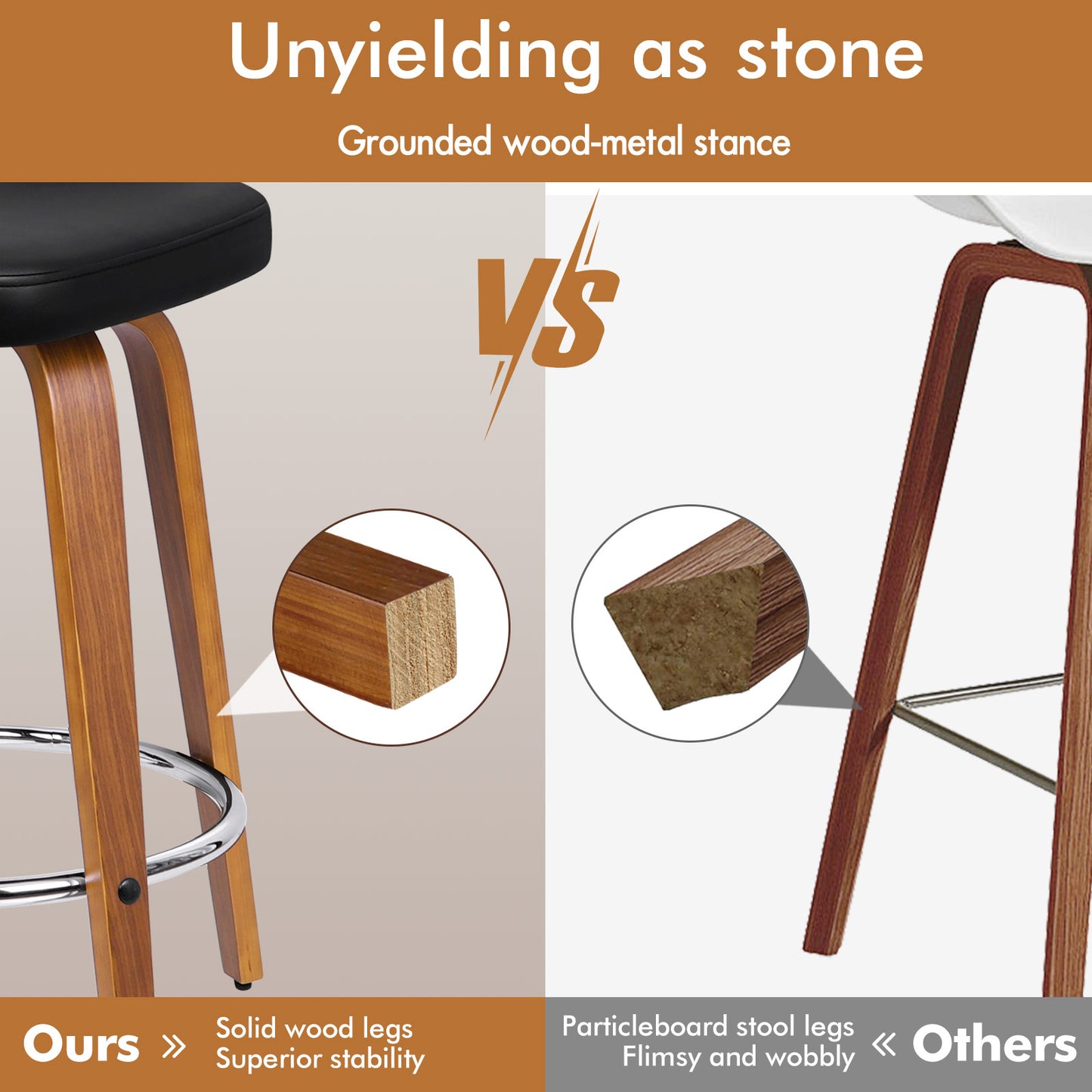 ALFORDSON 2x Swivel Bar Stools Caden Kitchen Wooden Dining Chair BLACK