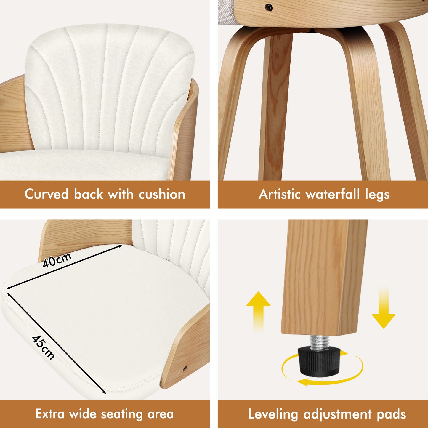 ALFORDSON 2x Swivel Bar Stools Alice Kitchen Wooden Dining Chair White