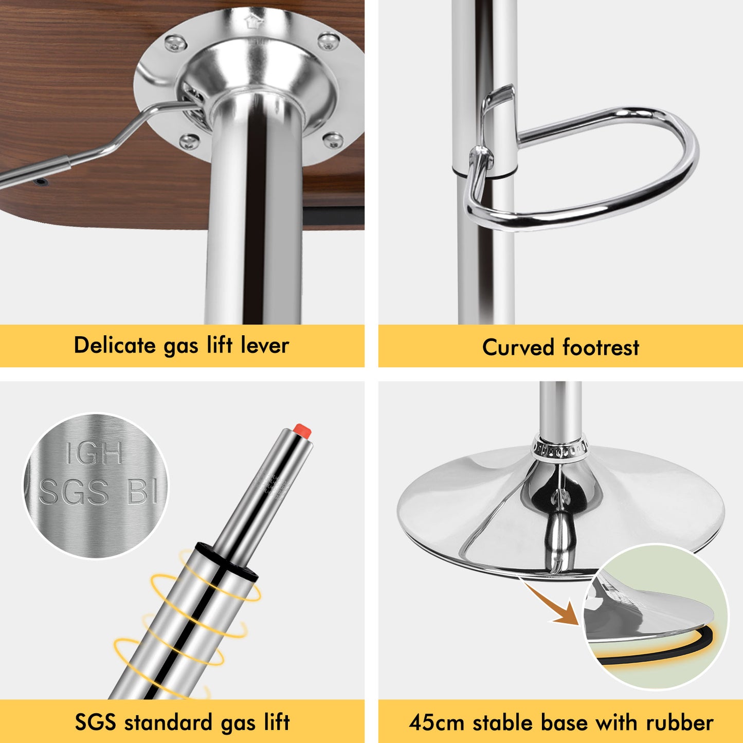 ALFORDSON 1x Bar Stool Kitchen Swivel Chair Wooden Leather Gas Lift White