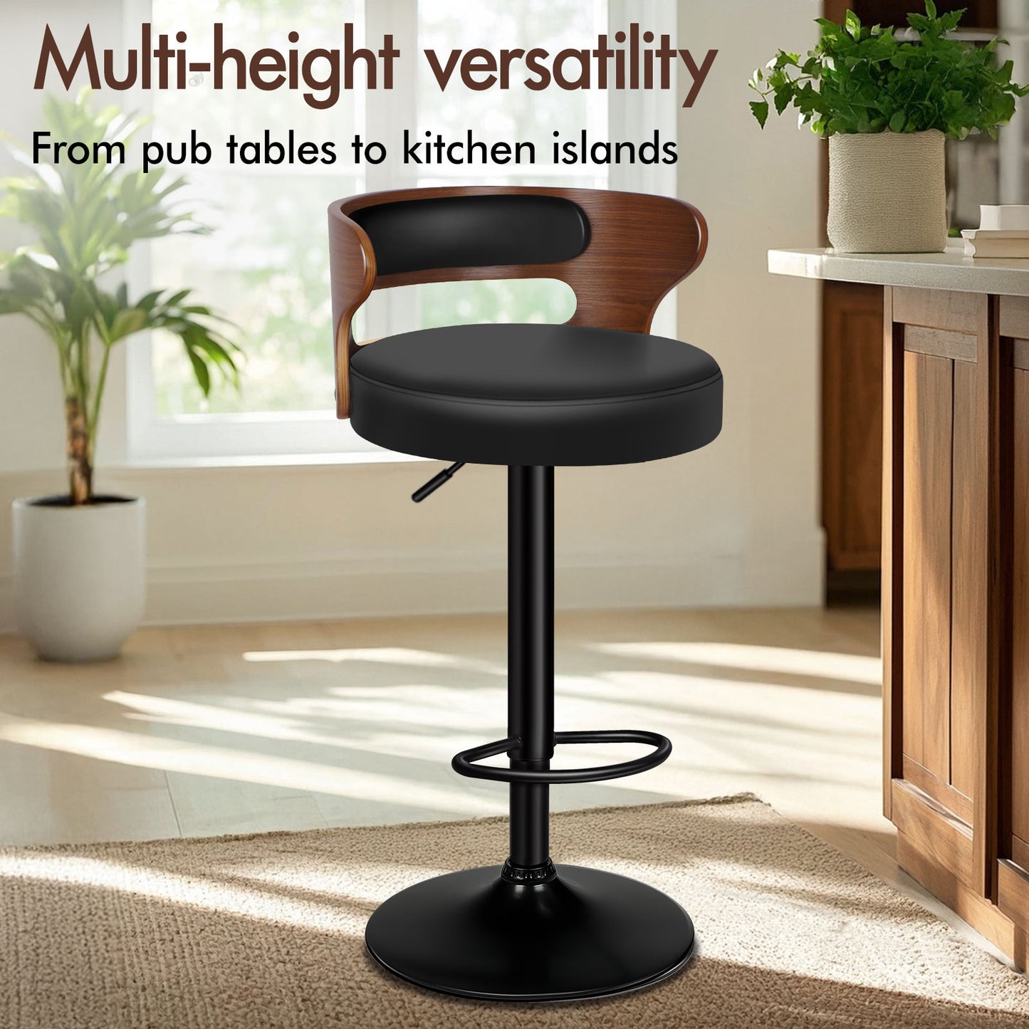 ALFORDSON 4x Bar Stool Kitchen Swivel Chair Wooden Leather Gas Lift Ramiro