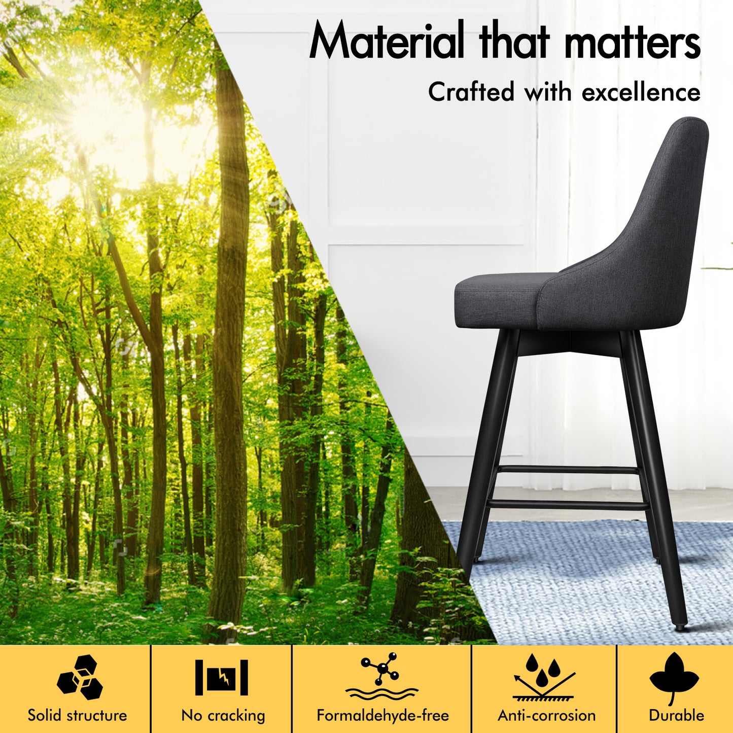 ALFORDSON 2x Swivel Bar Stools Kitchen Dining Chair Cafe Metal DARK GREY