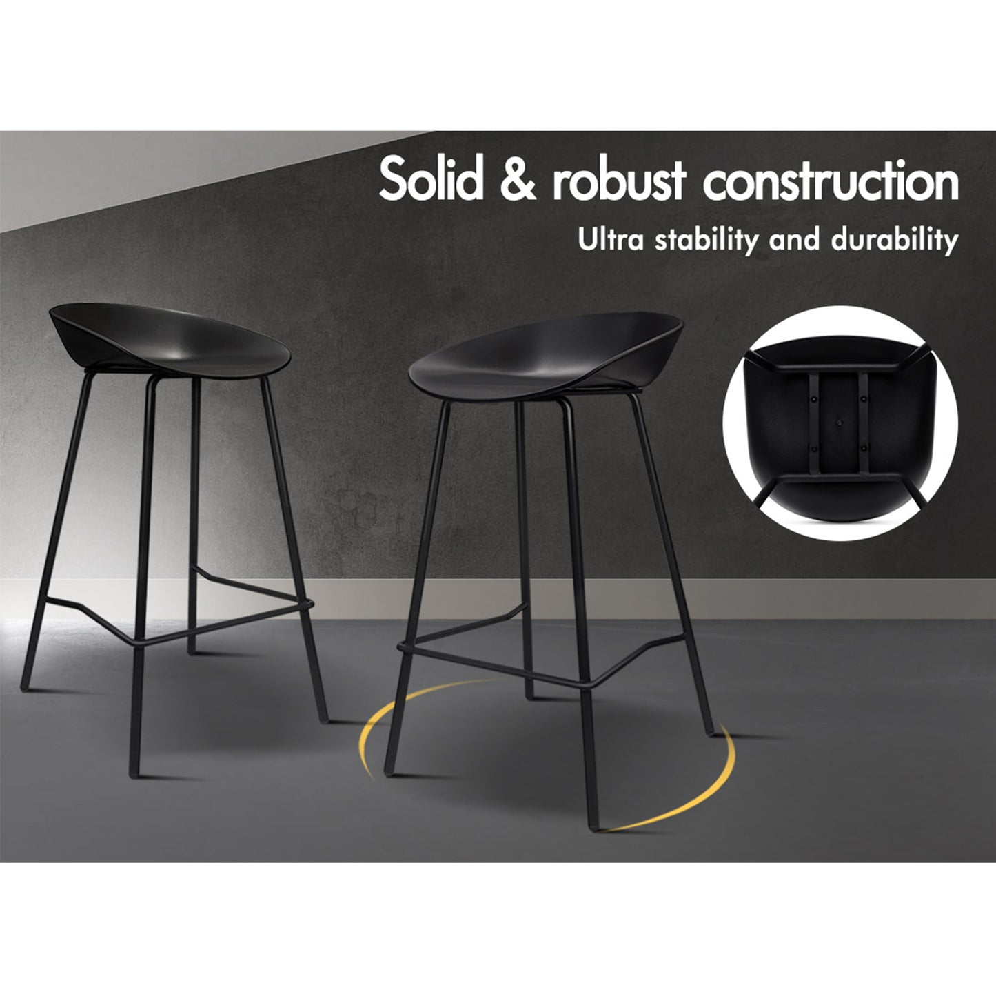 ALFORDSON 2x Kitchen Bar Stools Bar Stool Counter Chairs Metal Black Finn