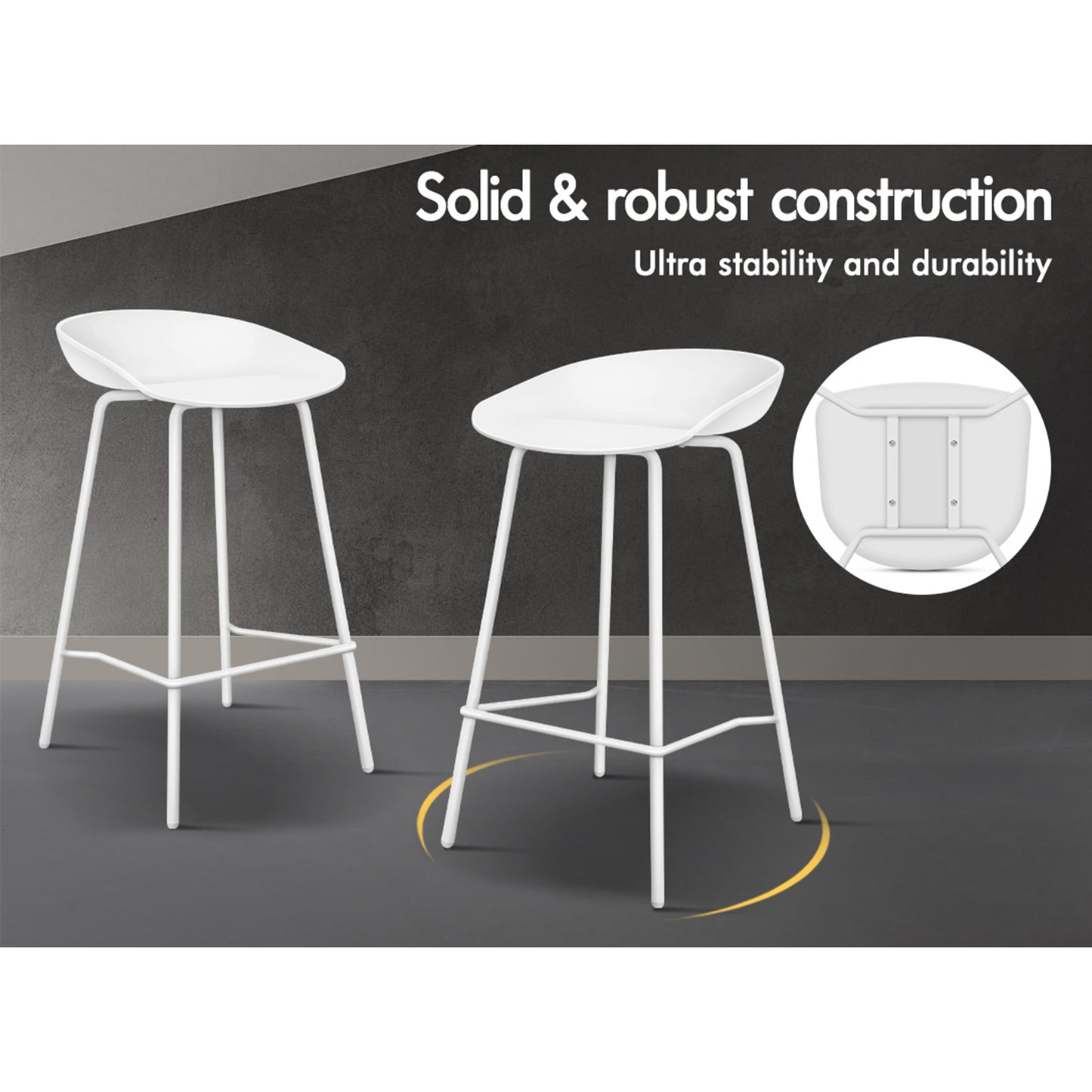 ALFORDSON 2x Kitchen Bar Stools Bar Stool Counter Chairs Metal White Finn