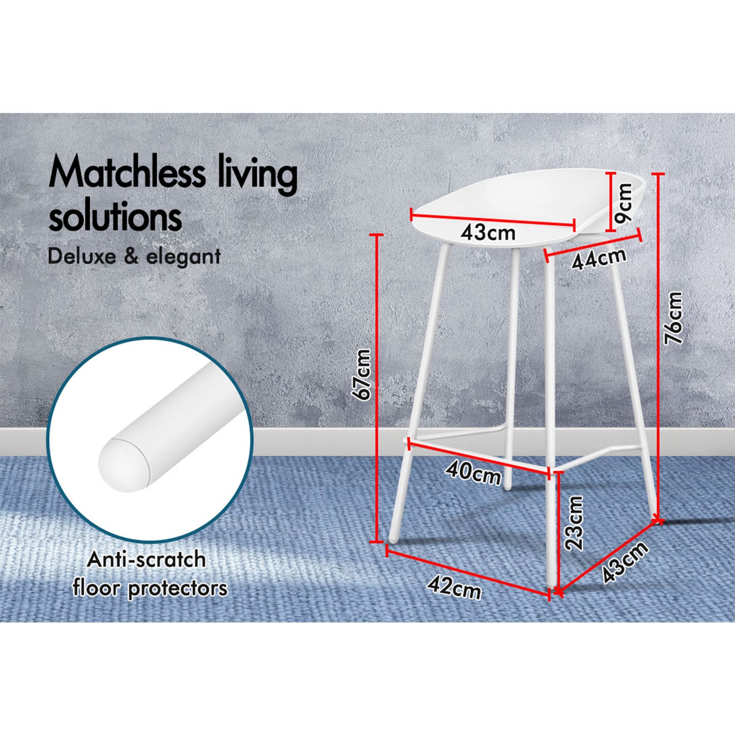 ALFORDSON 2x Kitchen Bar Stools Bar Stool Counter Chairs Metal White Finn