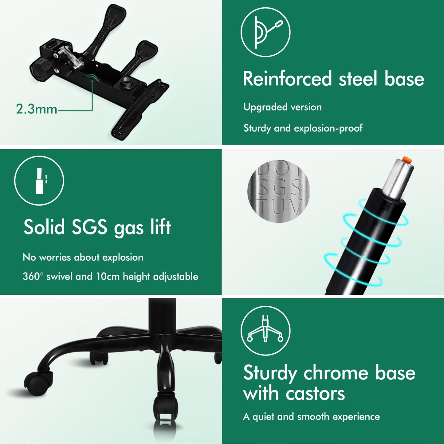 ELFORDSON Office Chair Executive Computer PU Leather Seat Work Recliner Gaming PU Leather Black