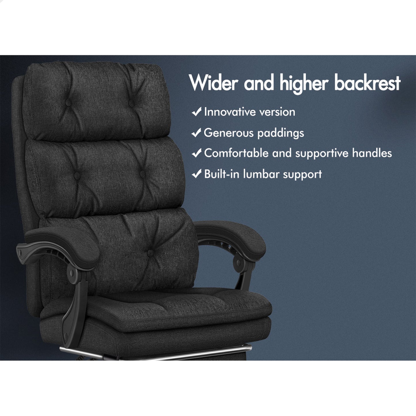 ELFORDSON Office Chair Executive Computer Fabric Seat Recliner Gaming Black