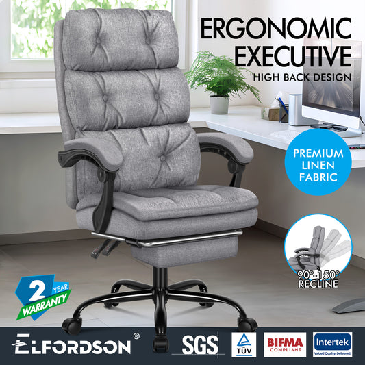 ELFORDSON Office Chair Executive Computer Fabric Work Seat Recliner Gaming