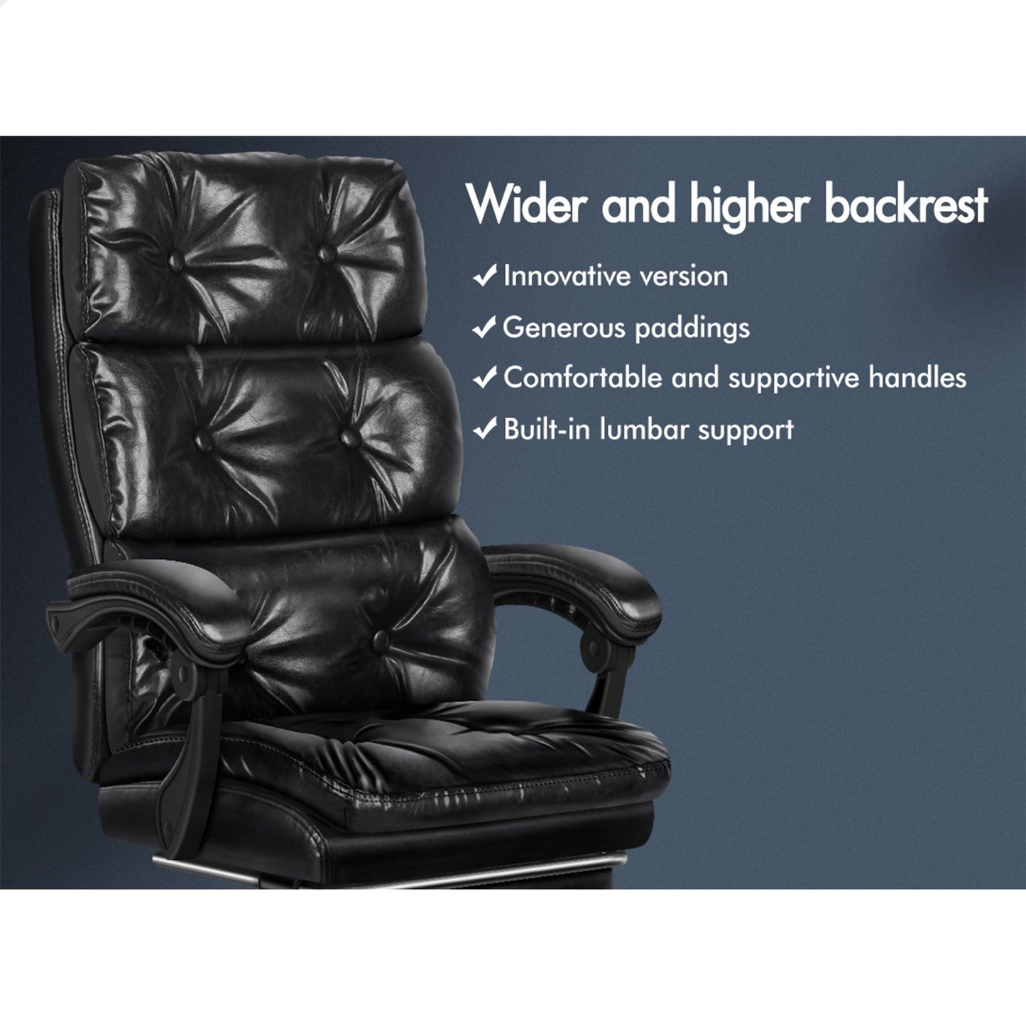 ELFORDSON Office Chair Executive Computer PU Leather Seat Work Recliner Gaming