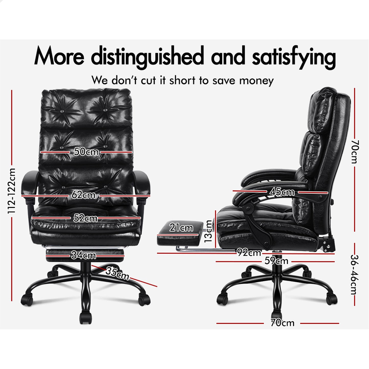 ELFORDSON Office Chair Executive Computer PU Leather Seat Work Recliner Gaming