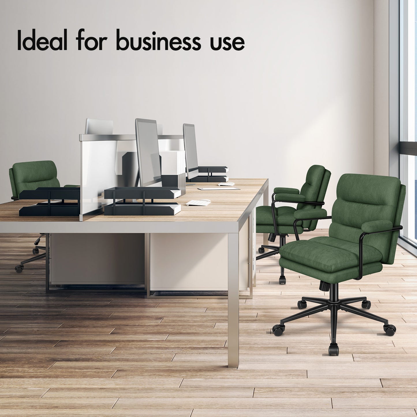 ELFORDSON Office Chair Ergonomic Executive Computer Work Seat Chenille Green