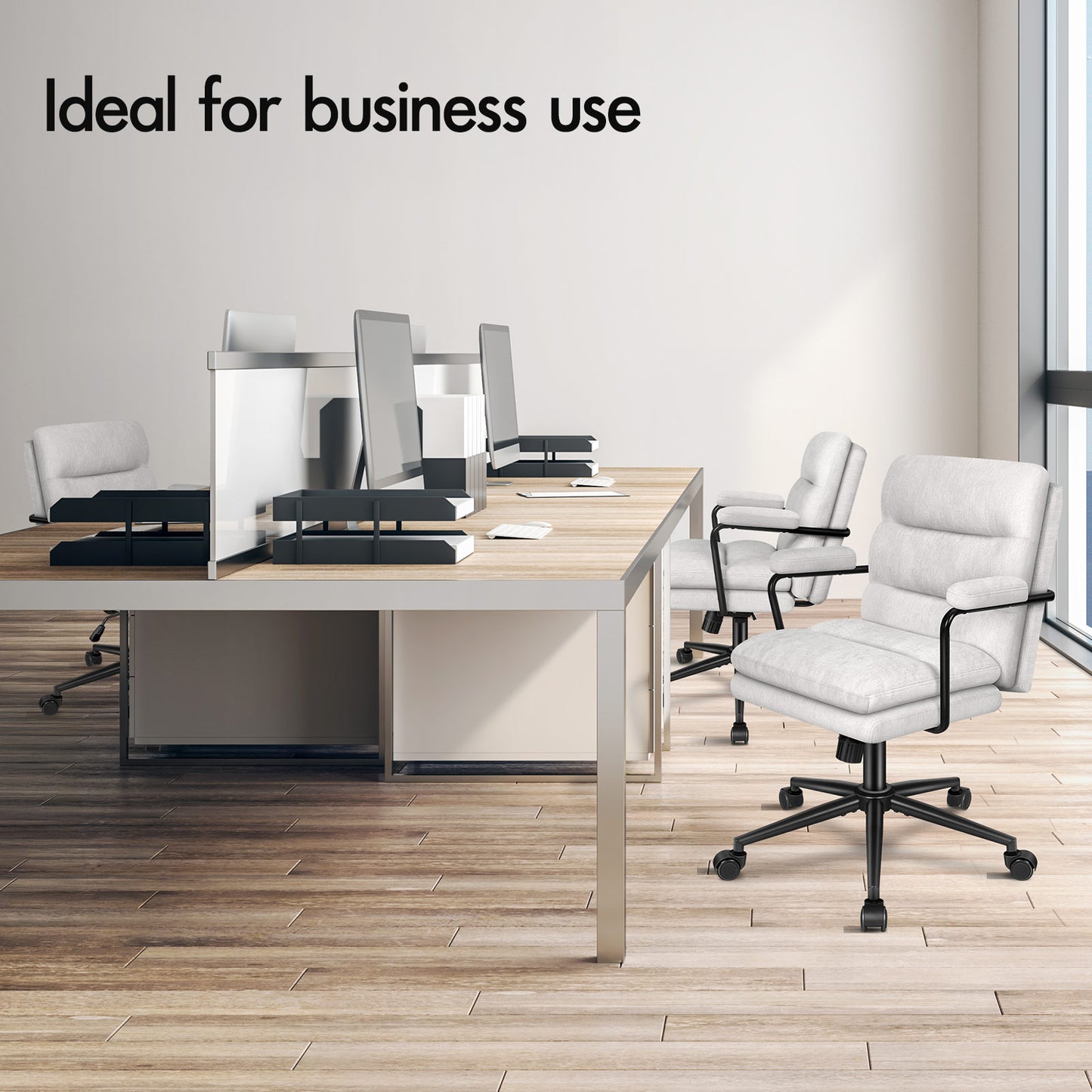 ELFORDSON Office Chair Ergonomic Executive Computer Work Seat Chenille Grey