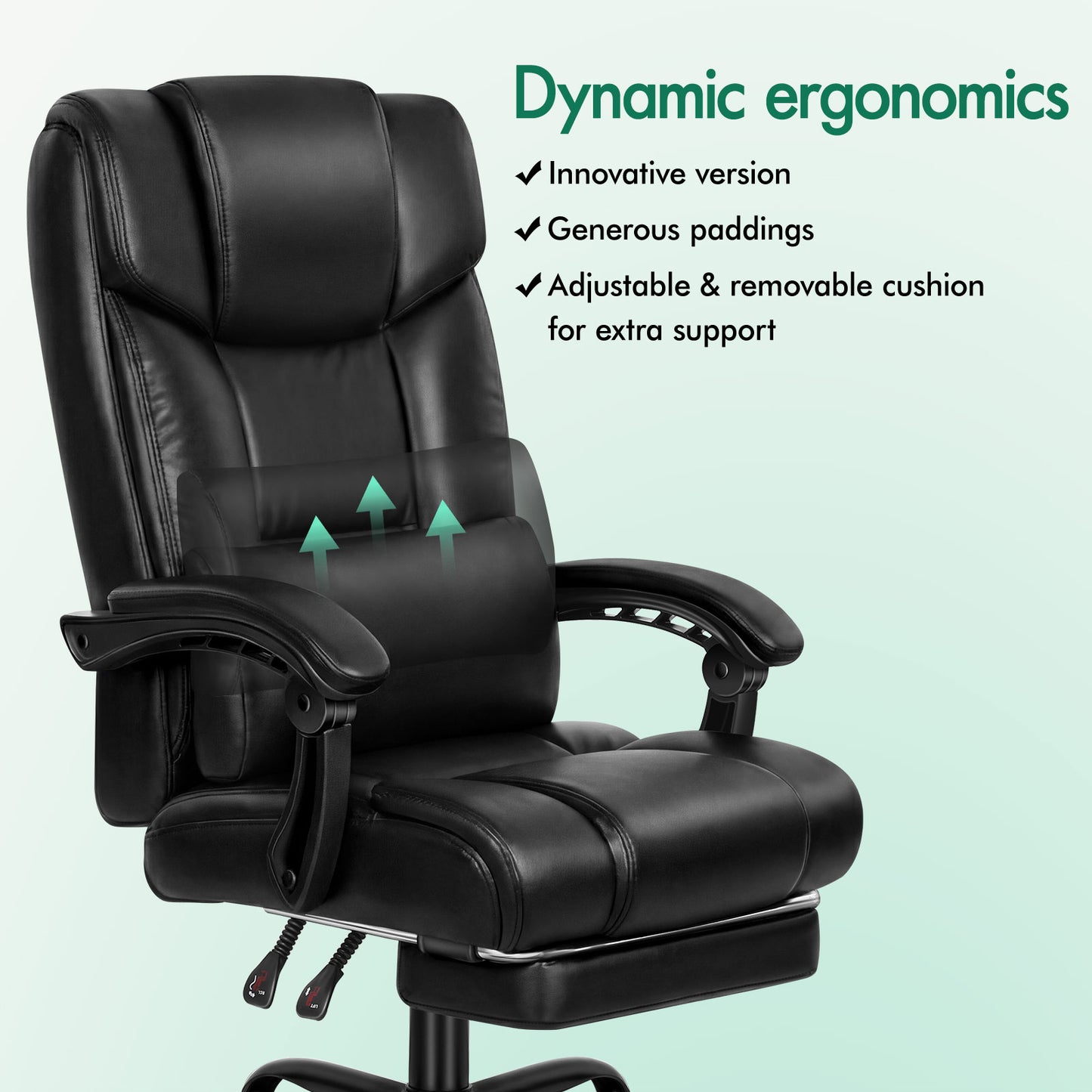 ELFORDSON Office Chair Executive Computer Gaming PU Leather Seat Recliner PU Leather Black