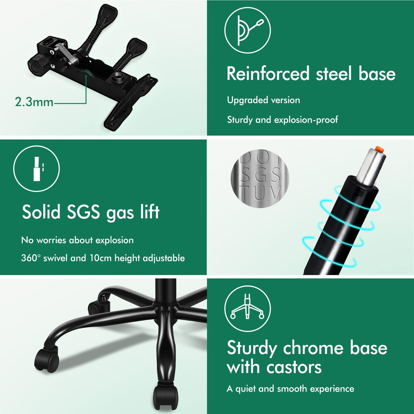 ELFORDSON Office Chair Executive Computer Gaming PU Leather Seat Recliner PU Leather Black