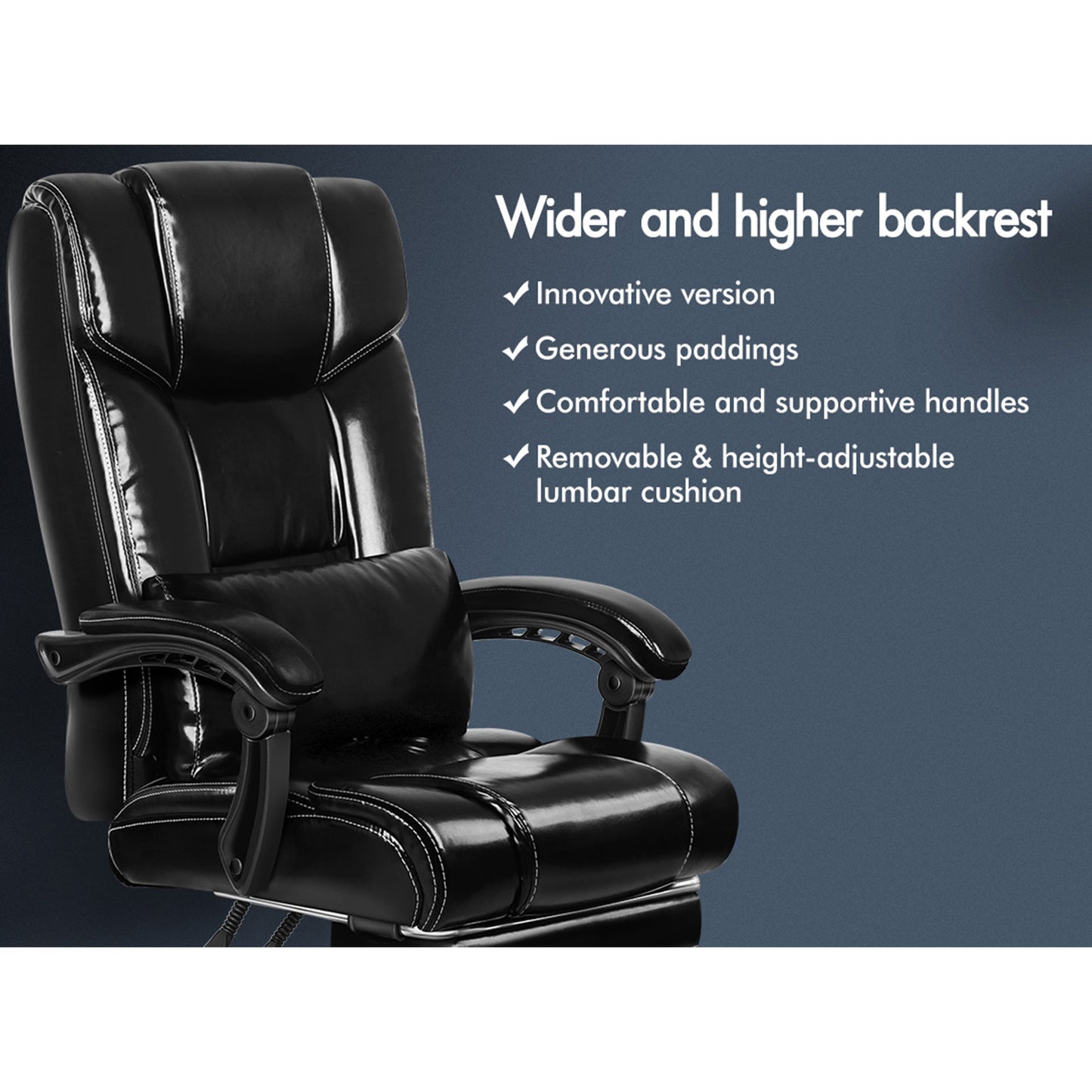 ELFORDSON Office Chair Executive Computer Gaming PU Leather Seat Recliner