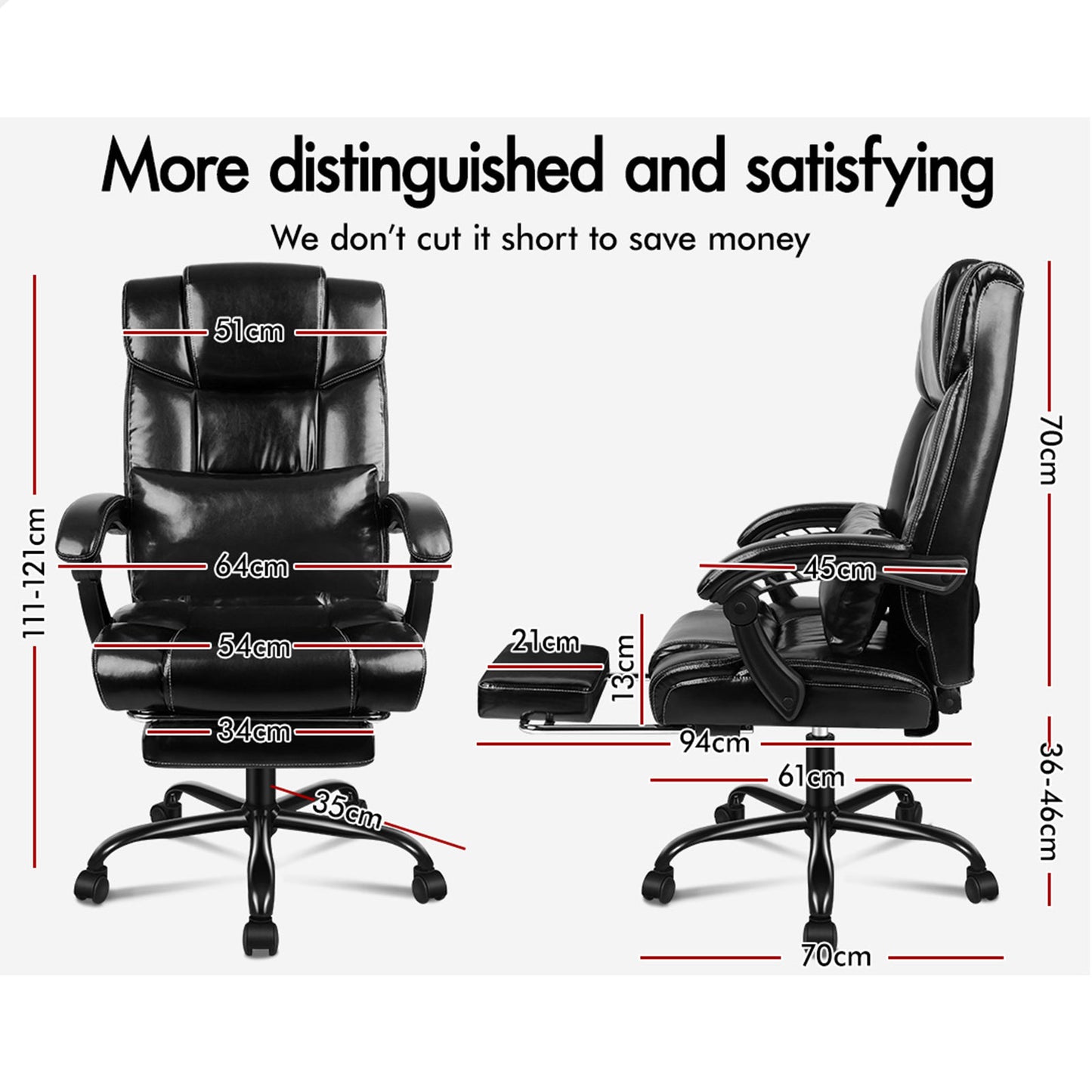 ELFORDSON Office Chair Executive Computer Gaming PU Leather Seat Recliner