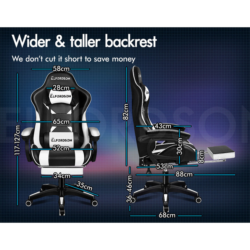 ELFORDSON Office Chair Massage Padded Recliner Swivel Footrest Computer Gaming