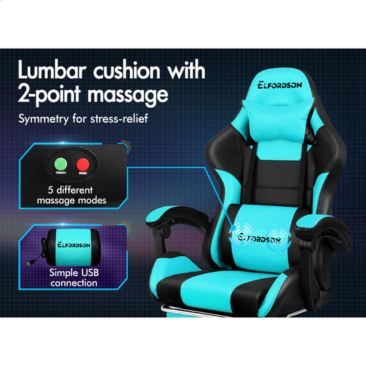 ELFORDSON Gaming Office Chair Extra Large Pillow Racing Executive Footrest Seat