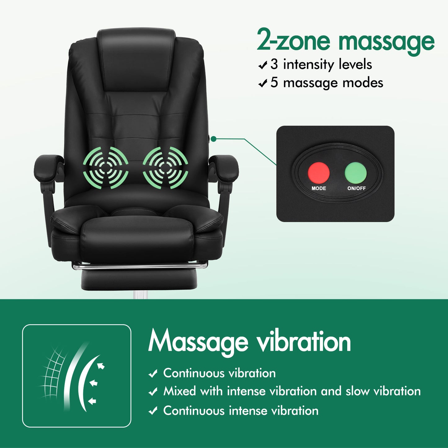 ELFORDSON Massage Office Chair Gaming Executive Seat PU Leather Black