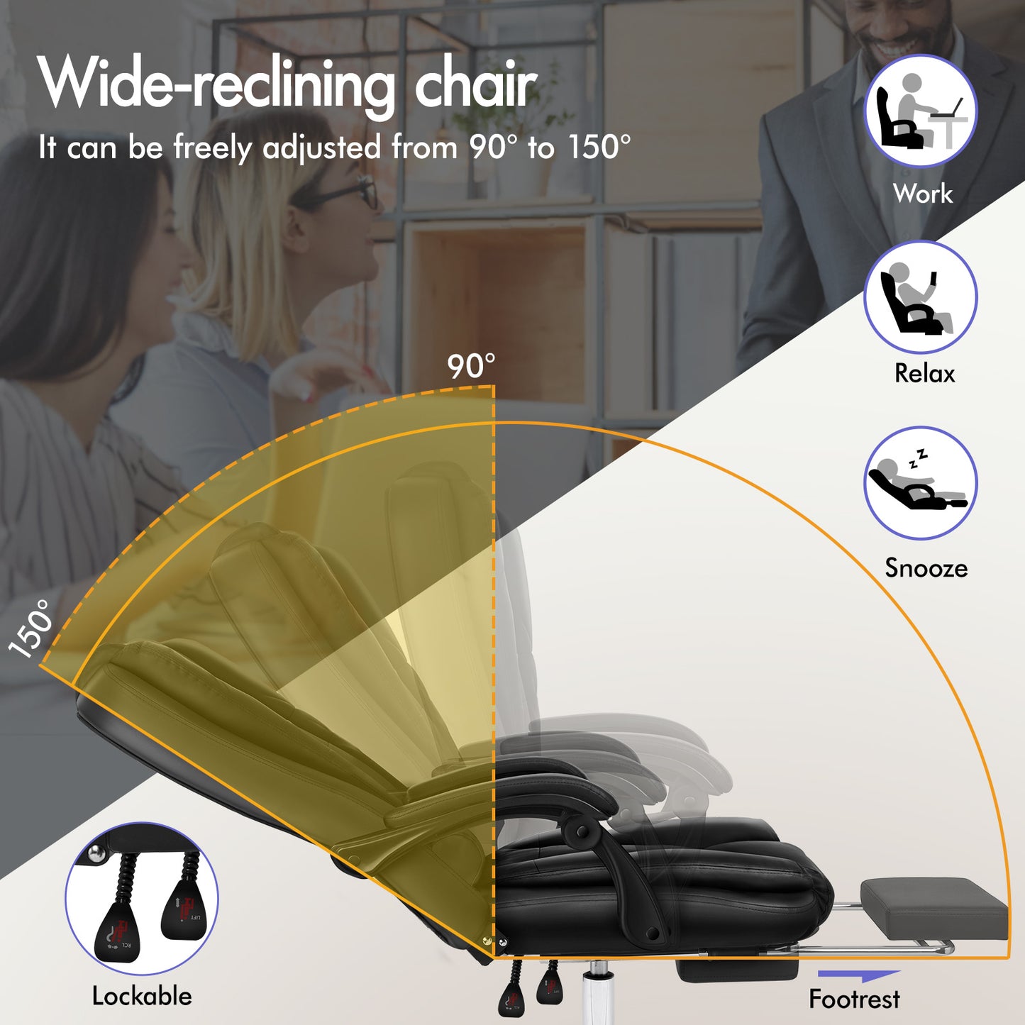 ELFORDSON Massage Office Chair Gaming Executive Seat PU Leather Black