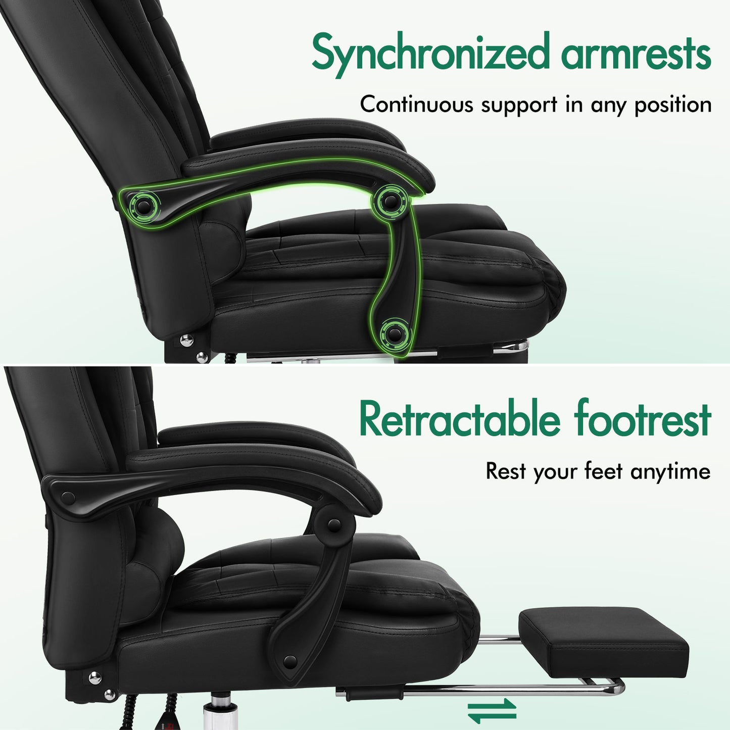 ELFORDSON Massage Office Chair Gaming Executive Seat PU Leather Black