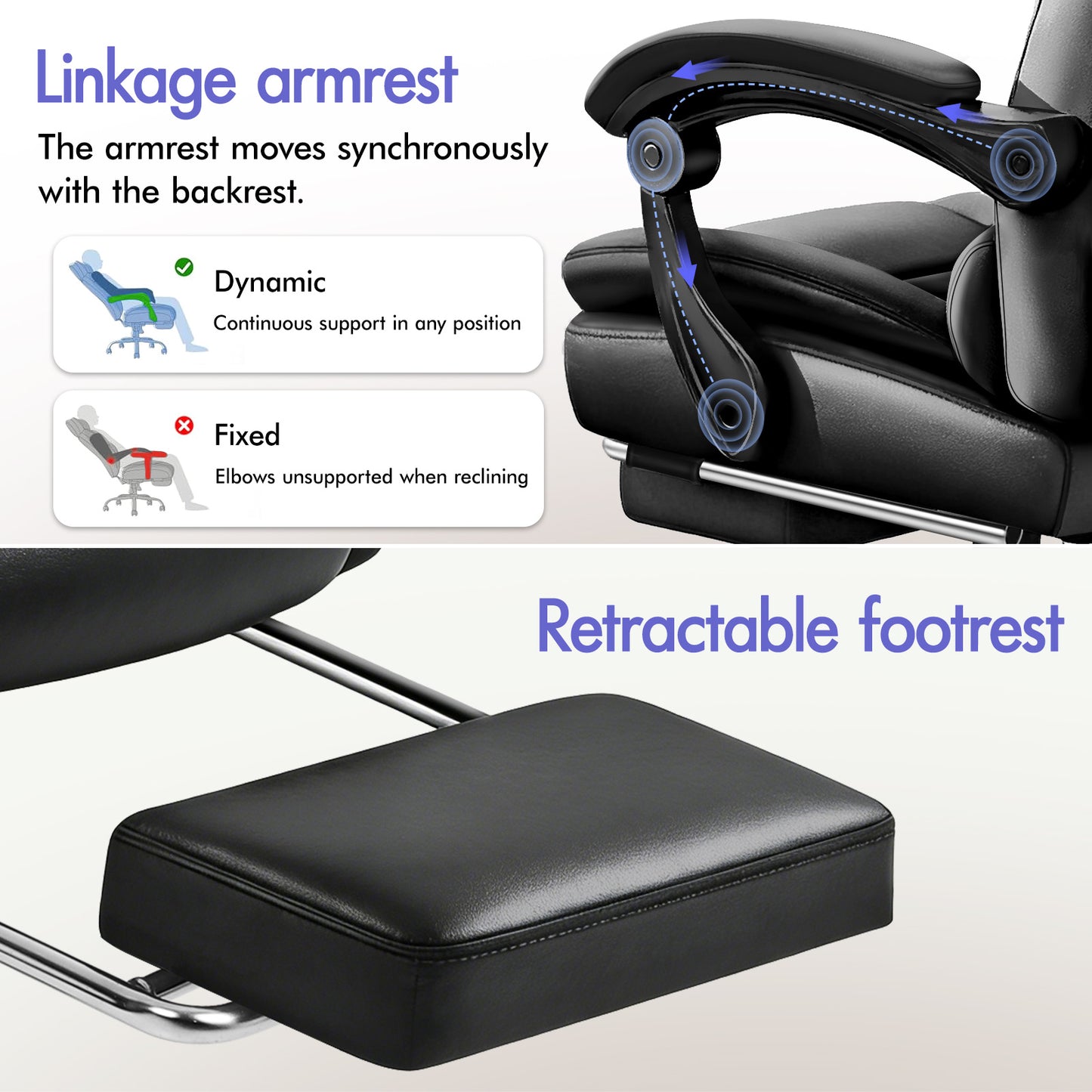 ELFORDSON Massage Office Chair Gaming Executive Seat PU Leather Black
