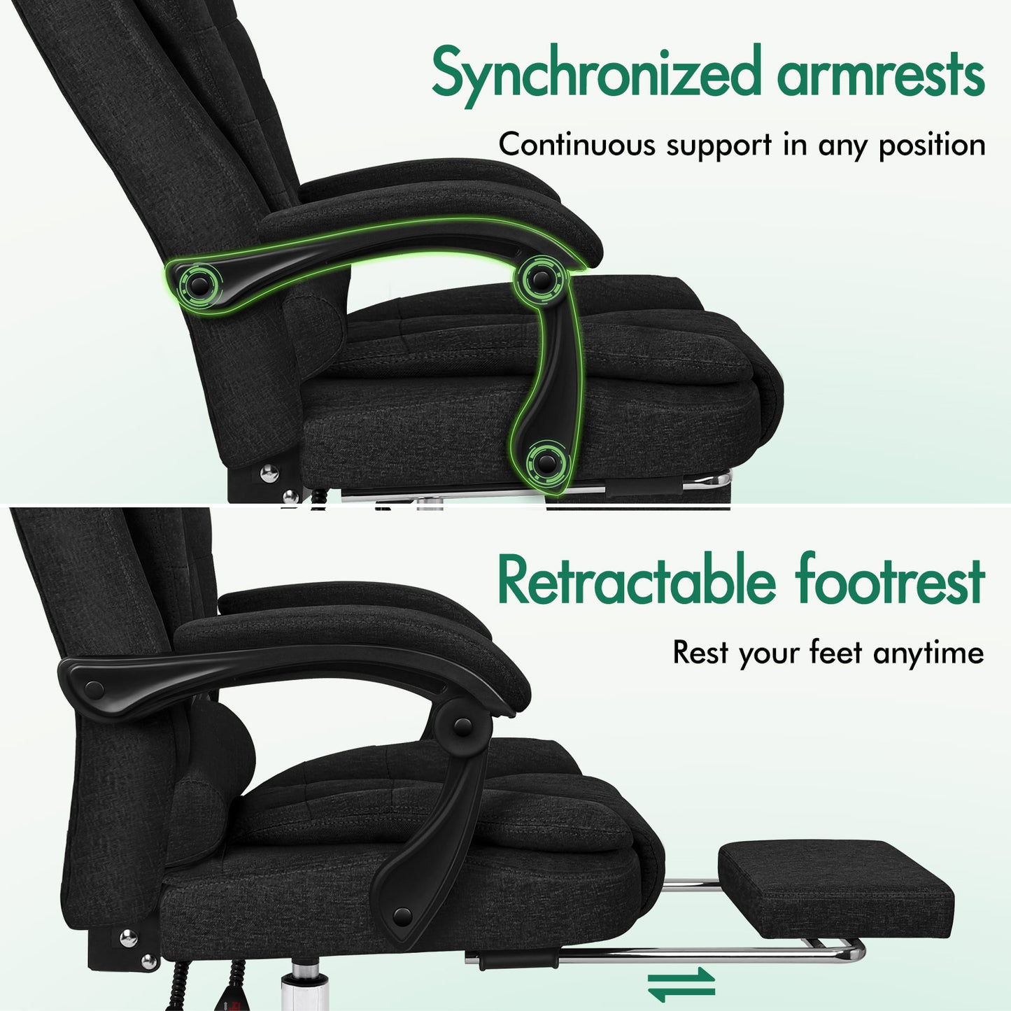 ELFORDSON Massage Office Chair Executive Seat Fabric Black