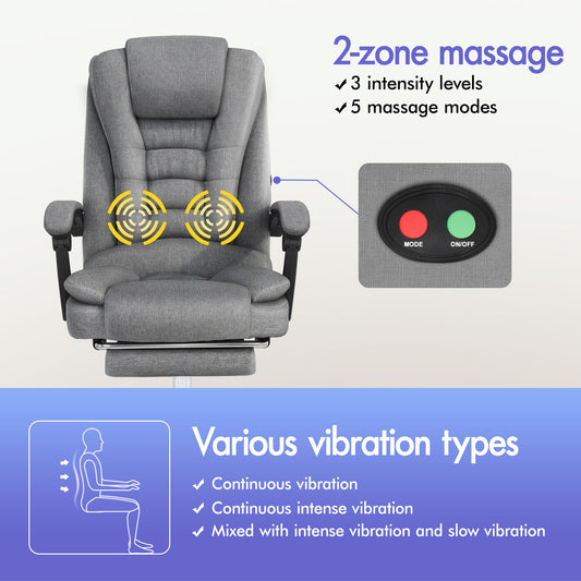 ELFORDSON Massage Office Chair Executive Seat Fabric Grey