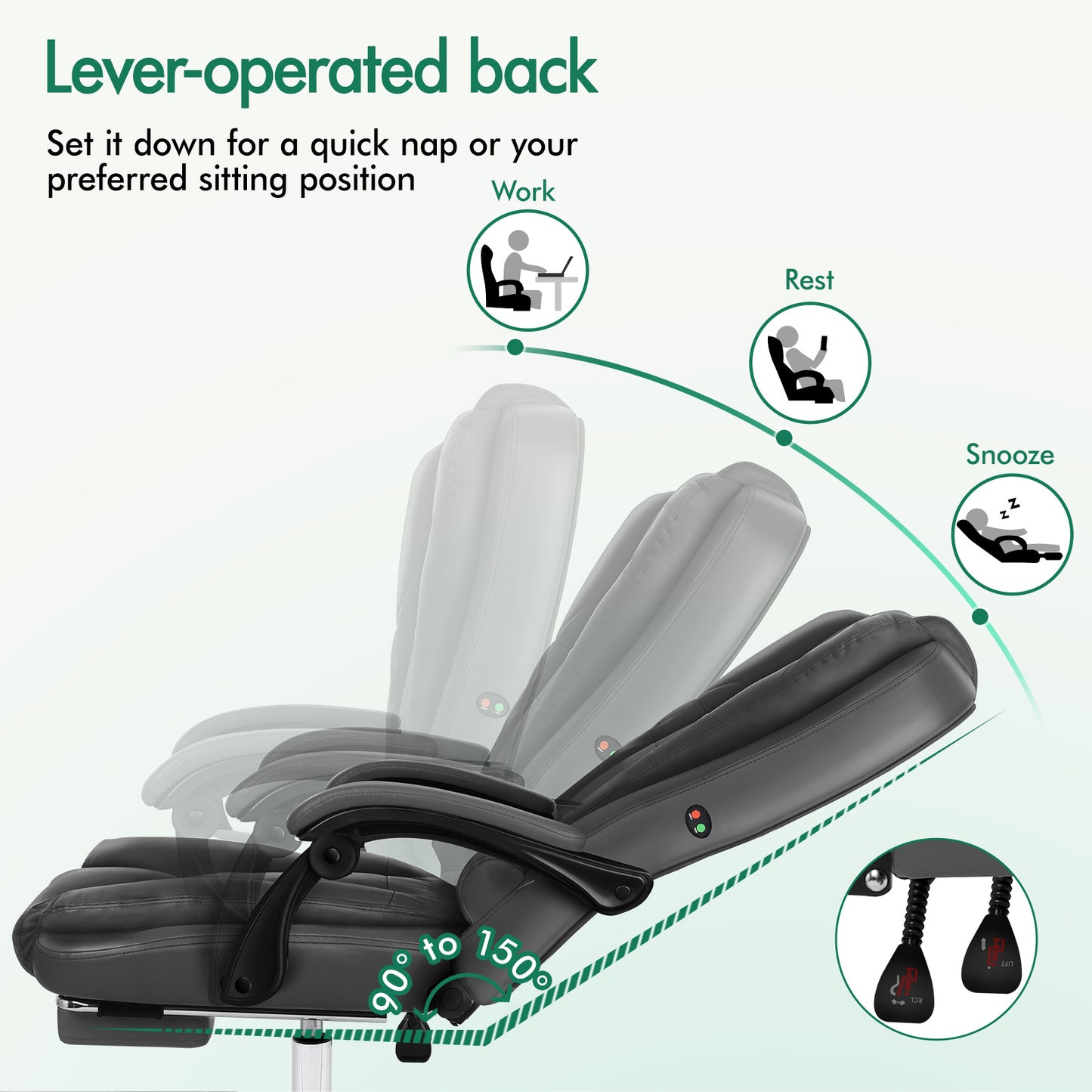 ELFORDSON Massage Office Chair Gaming Executive Seat PU Leather Grey