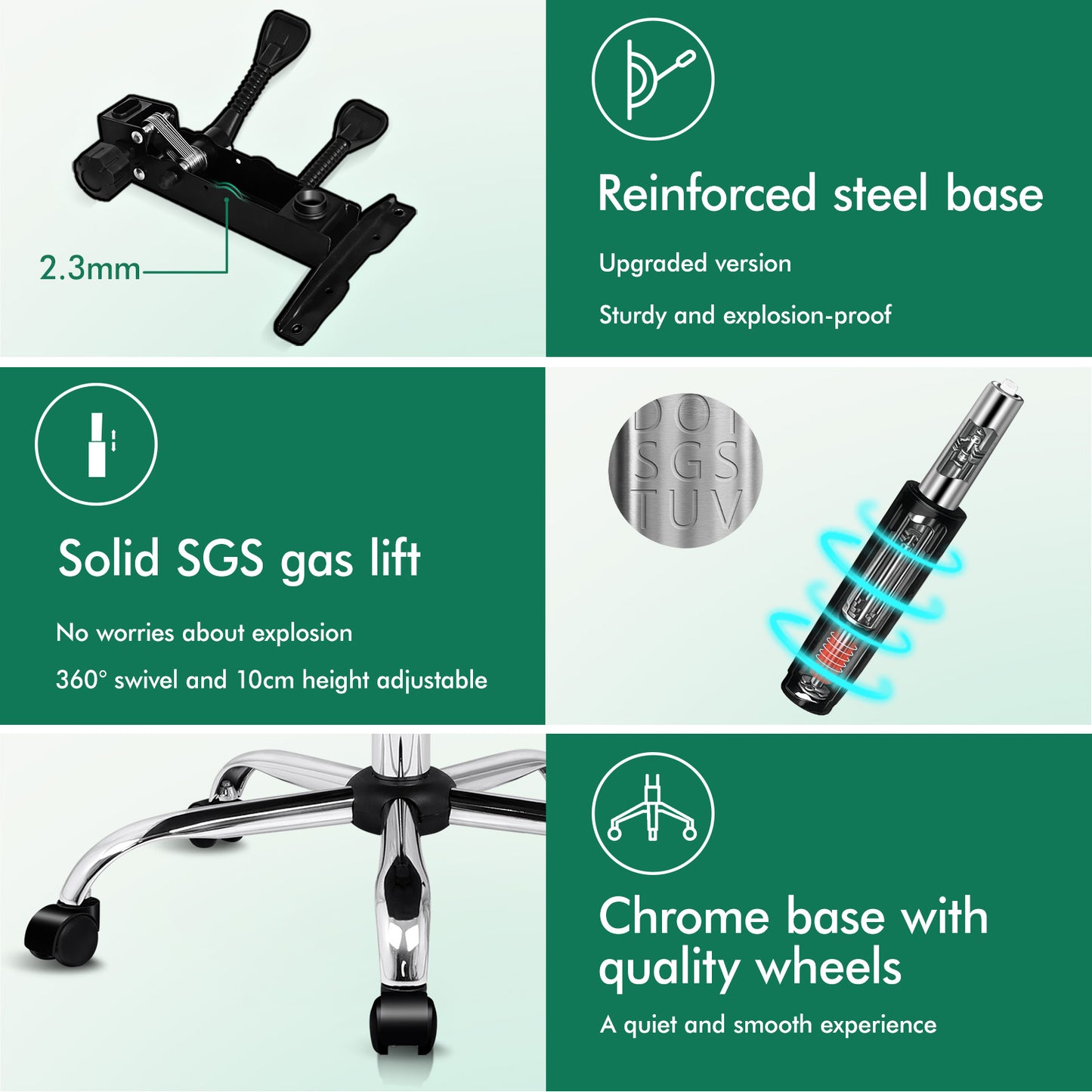 ELFORDSON Massage Office Chair Gaming Executive Seat PU Leather Grey