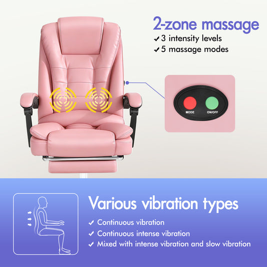 ELFORDSON Massage Office Chair Gaming Executive Seat PU Leather Pink