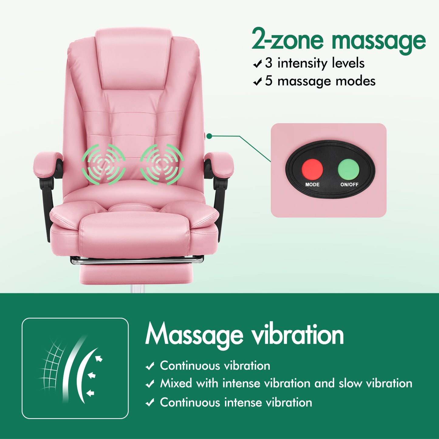 ELFORDSON Massage Office Chair Gaming Executive Seat PU Leather Pink