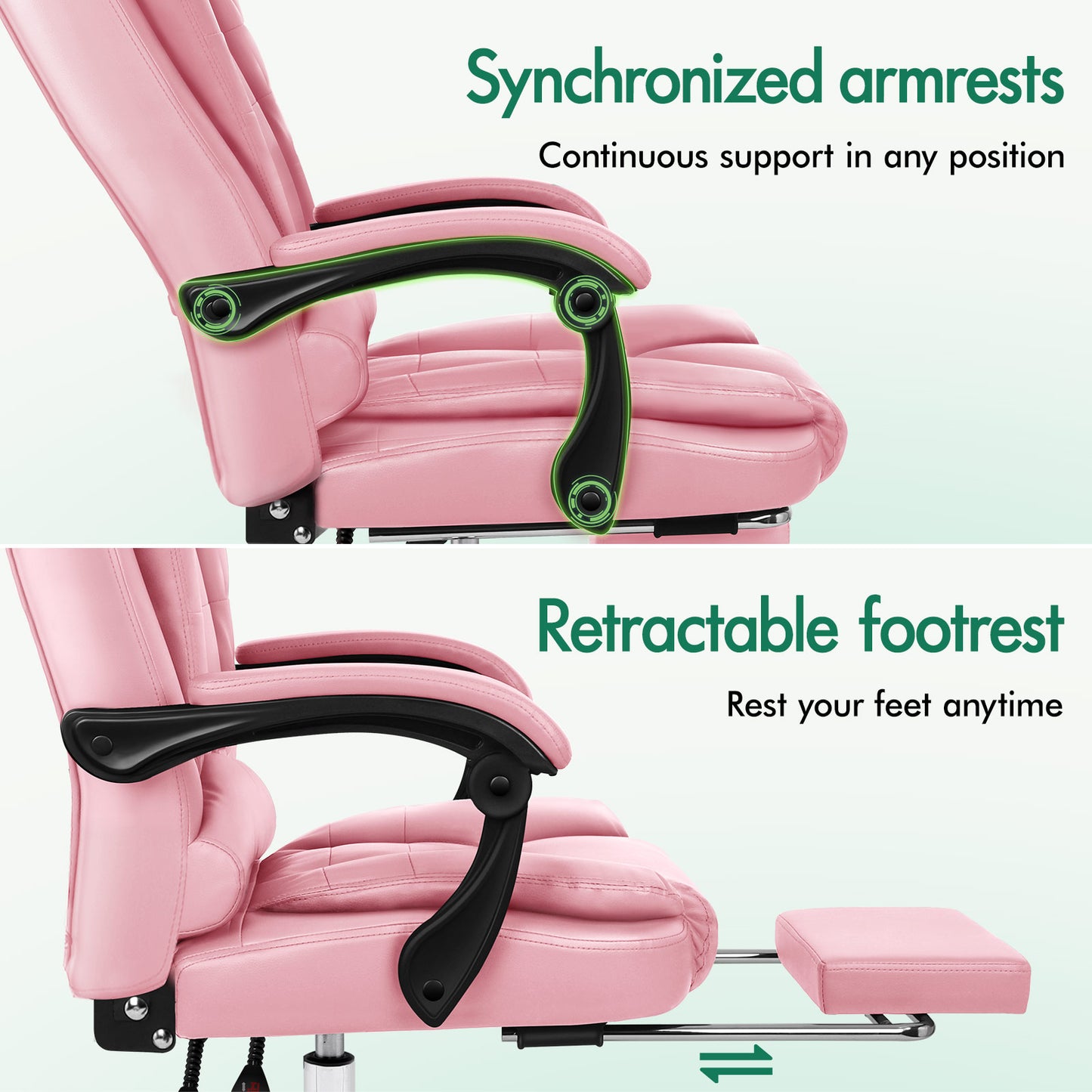 ELFORDSON Massage Office Chair Gaming Executive Seat PU Leather Pink