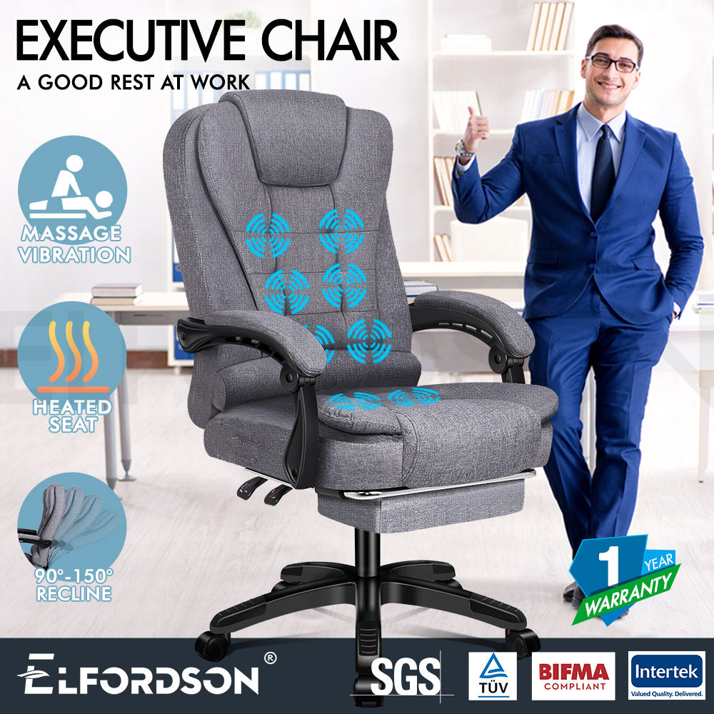 PU Leather Heated Desk Chair Office Massage Chair With Heating & Footrest - Ergonomic Recliner With 6-Point Vibration For Home/Office Reclining Desk Chair With Footrest PU Leather Heated Desk Chair Office Massage Chair With Heating & Footrest - Ergonomic Recliner With 6-Point Vibration For Home/Office Reclining Desk Chair With Footrest