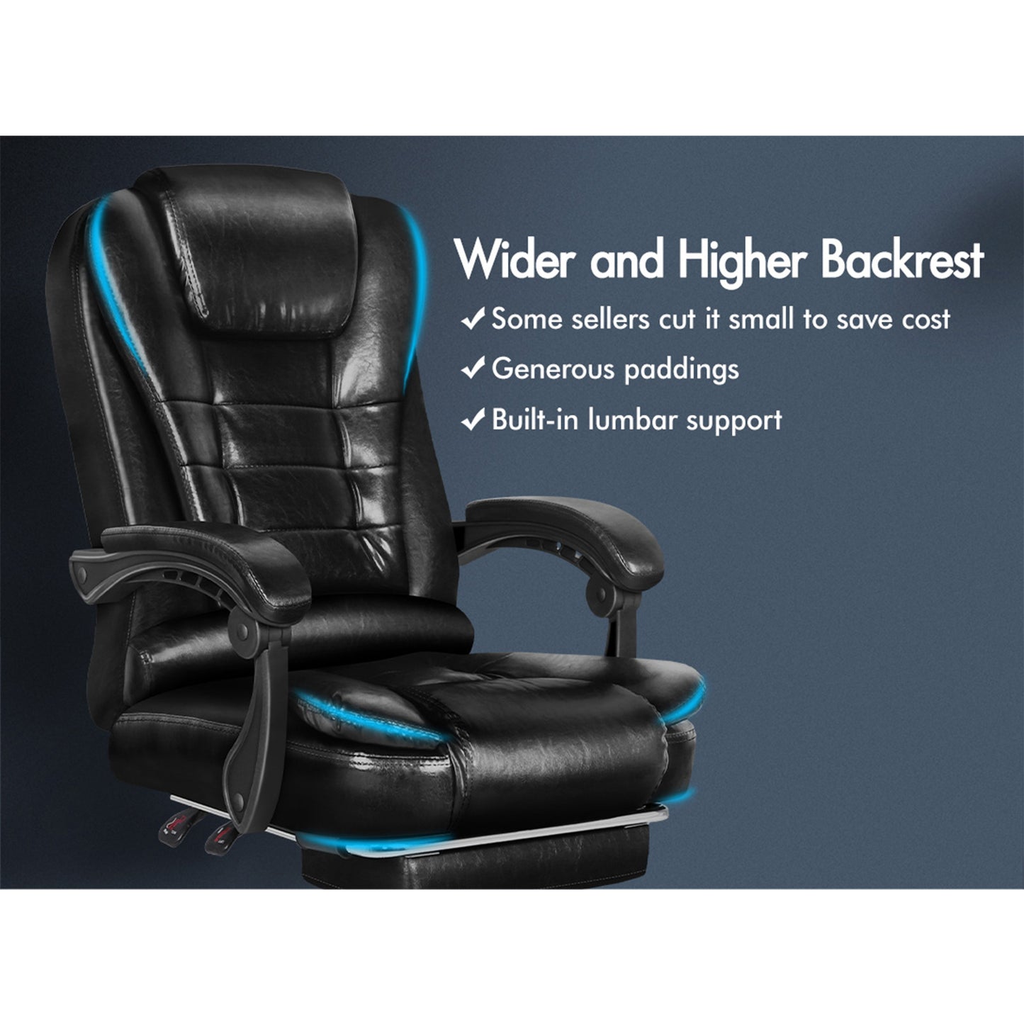 ELFORDSON Massage Office Chair Heated Seat Executive Gaming Racer PU Leather