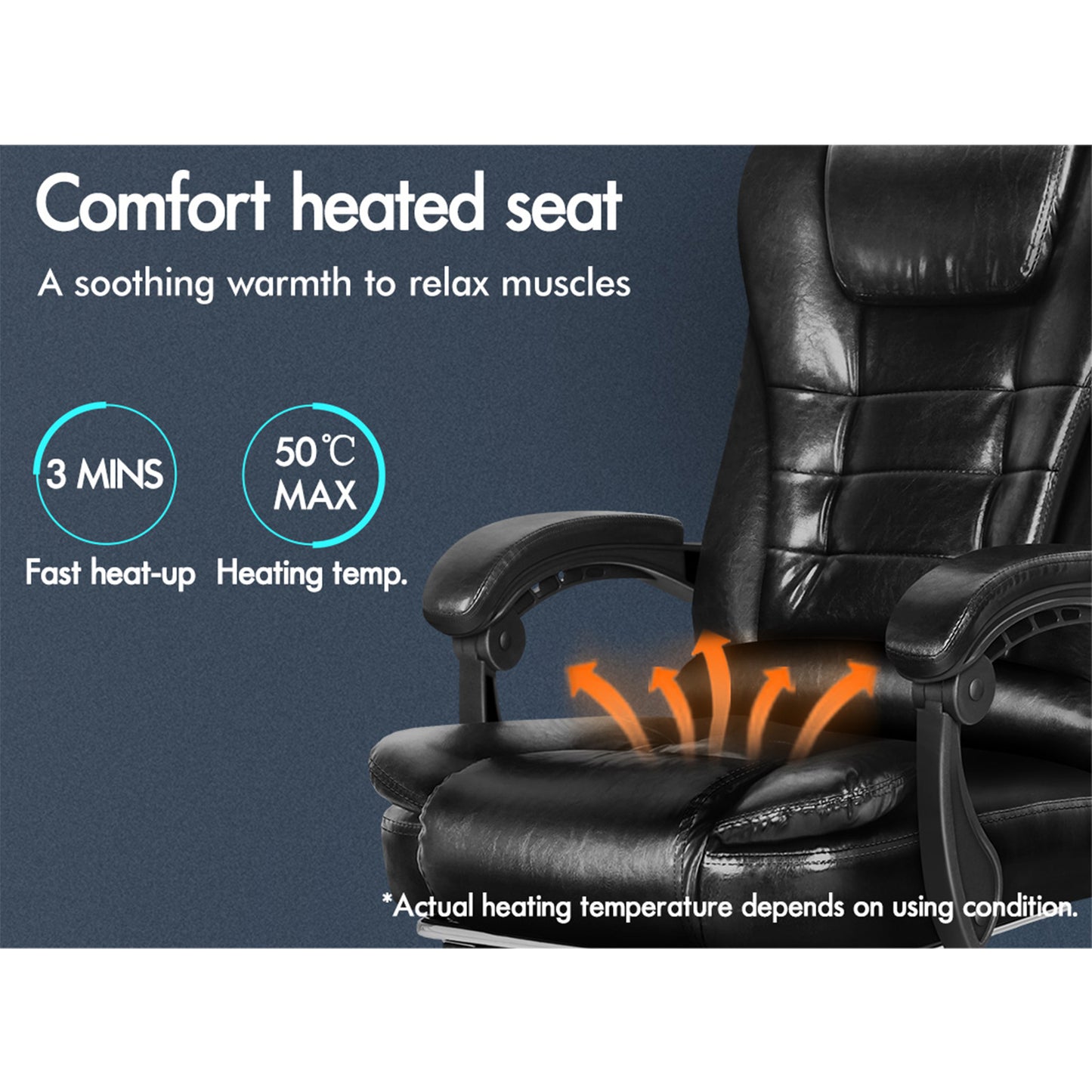 ELFORDSON Massage Office Chair Heated Seat Executive Gaming Racer PU Leather