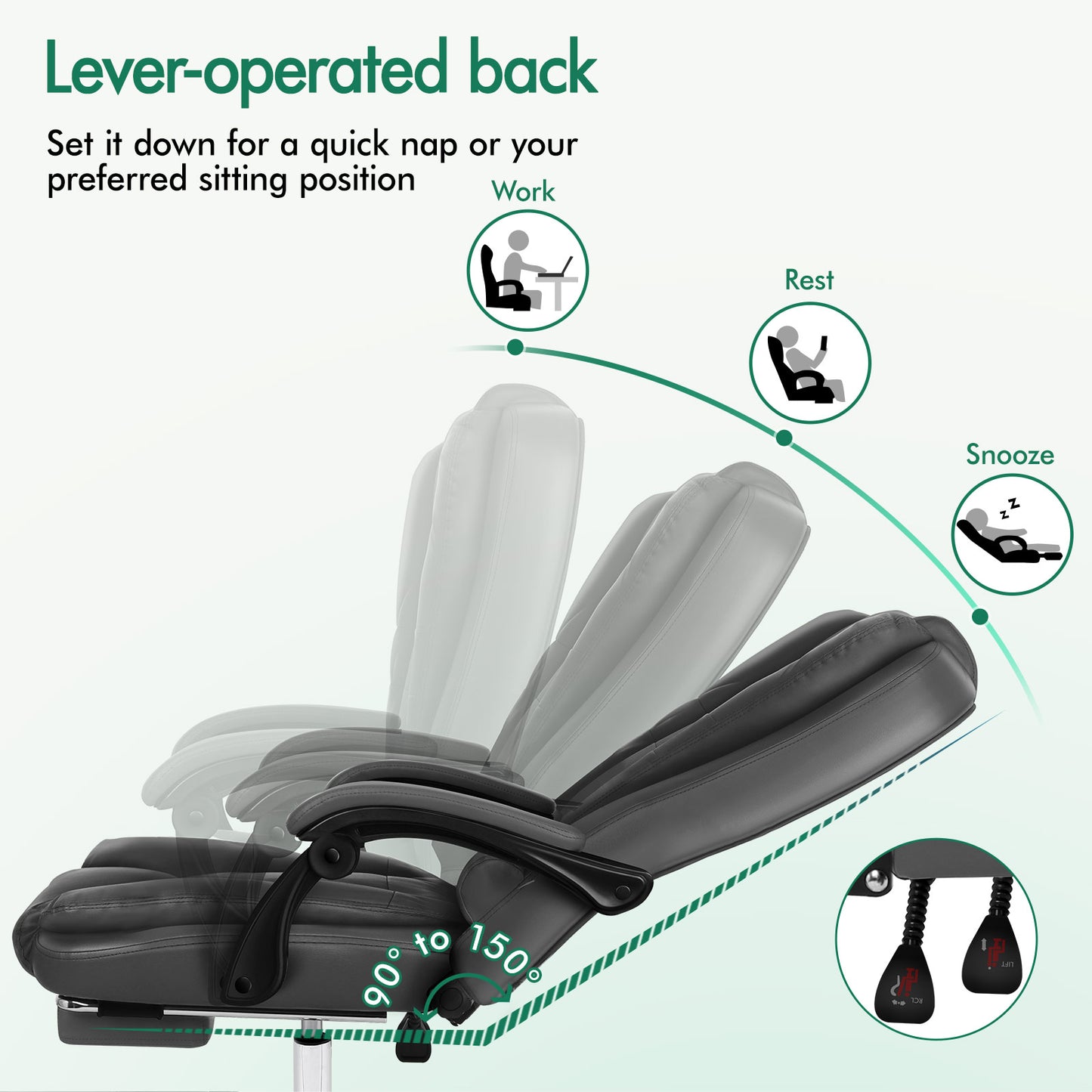 ELFORDSON Office Chair with 8-Point Massage and Heat Function, Grey