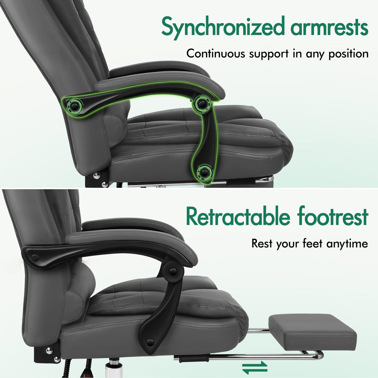 ELFORDSON Office Chair with 8-Point Massage and Heat Function, Grey