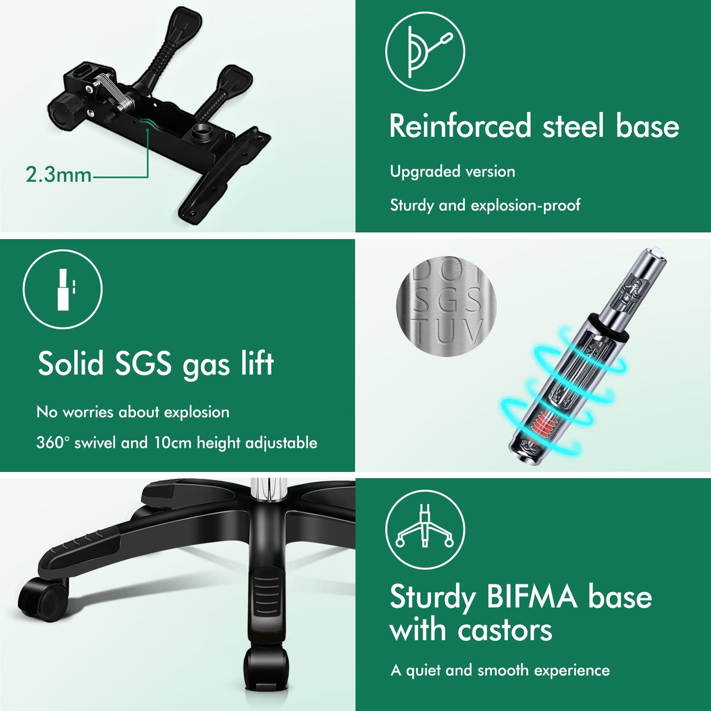 ELFORDSON Office Chair with 8-Point Massage and Heat Function, Grey