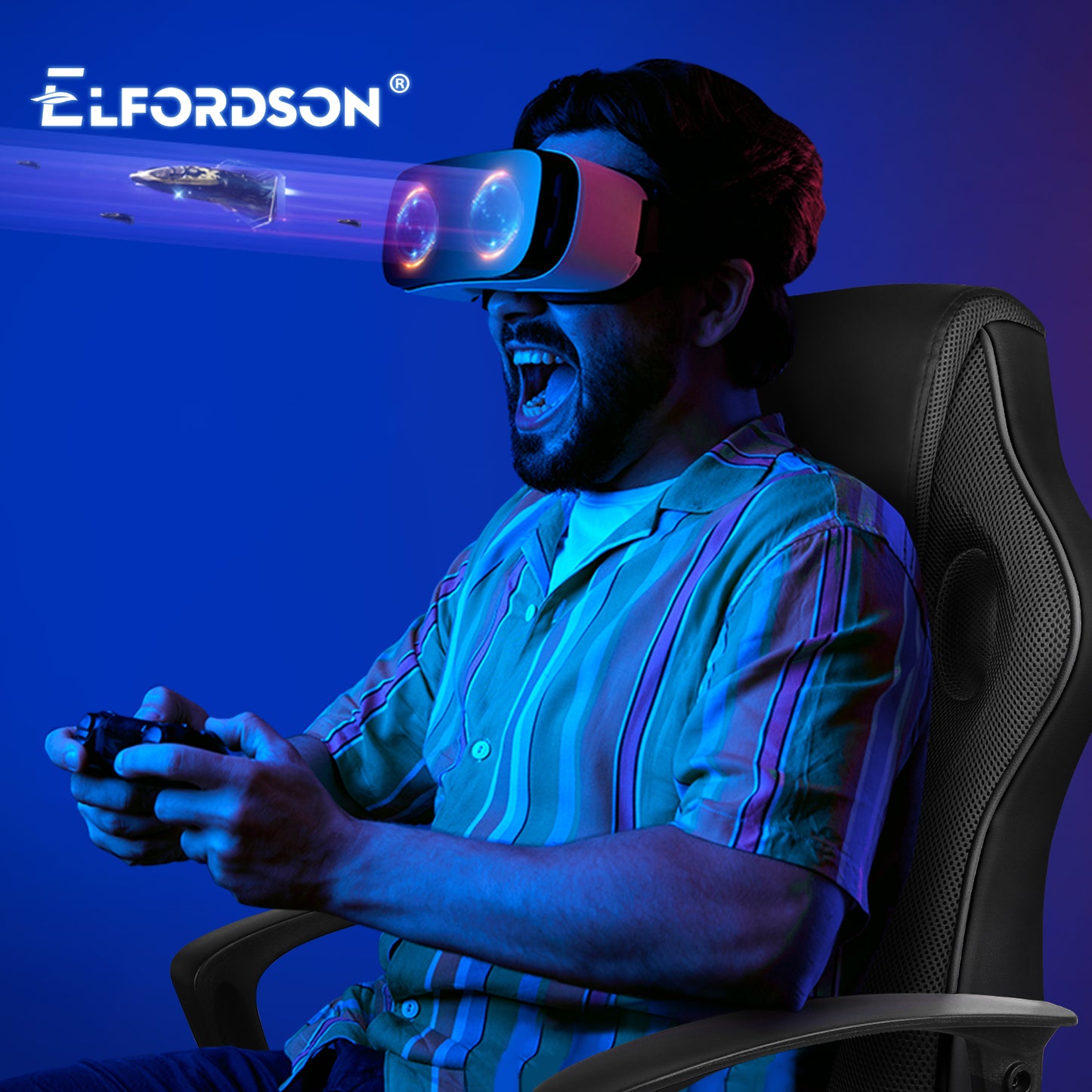 ELFORDSON Gaming Chair Racing Office Ergonomic Padded Swivel Executive Computer