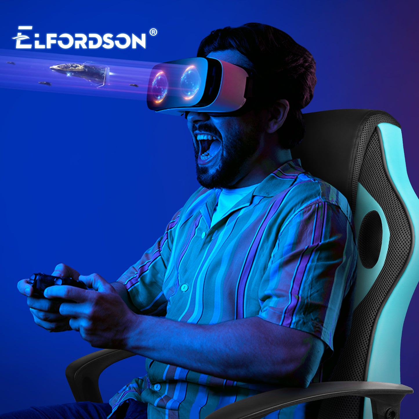 ELFORDSON Gaming Chair Racing Office Ergonomic Padded Swivel Executive Computer