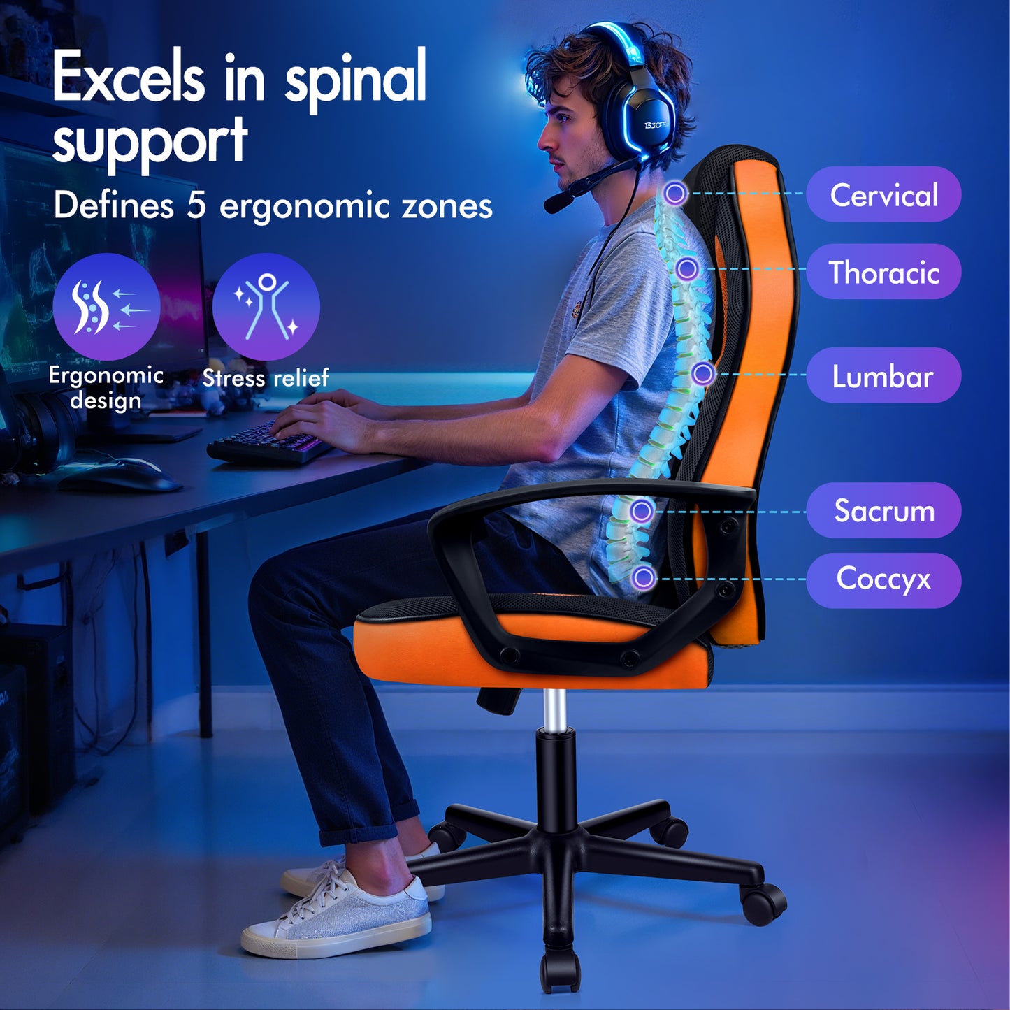 ELFORDSON Gaming Chair Racing Office Ergonomic Padded Swivel Executive Computer