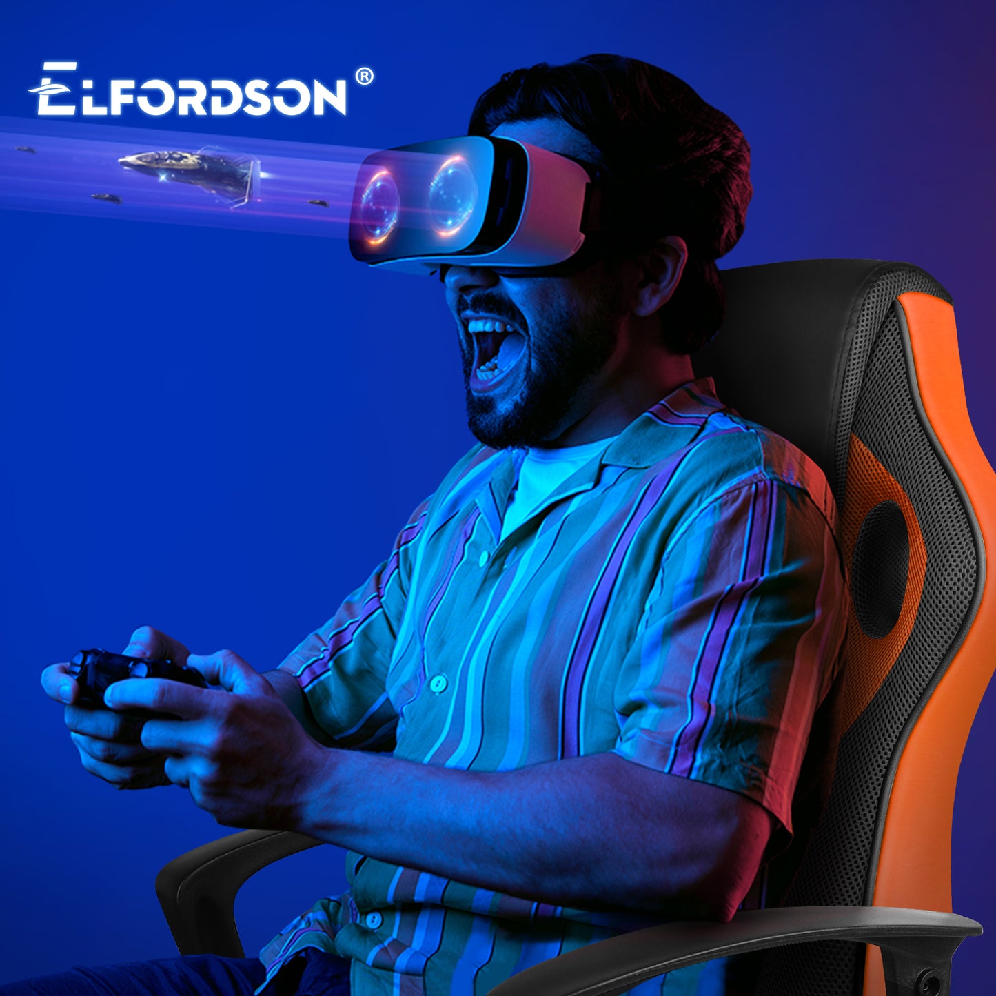 ELFORDSON Gaming Chair Racing Office Ergonomic Padded Swivel Executive Computer